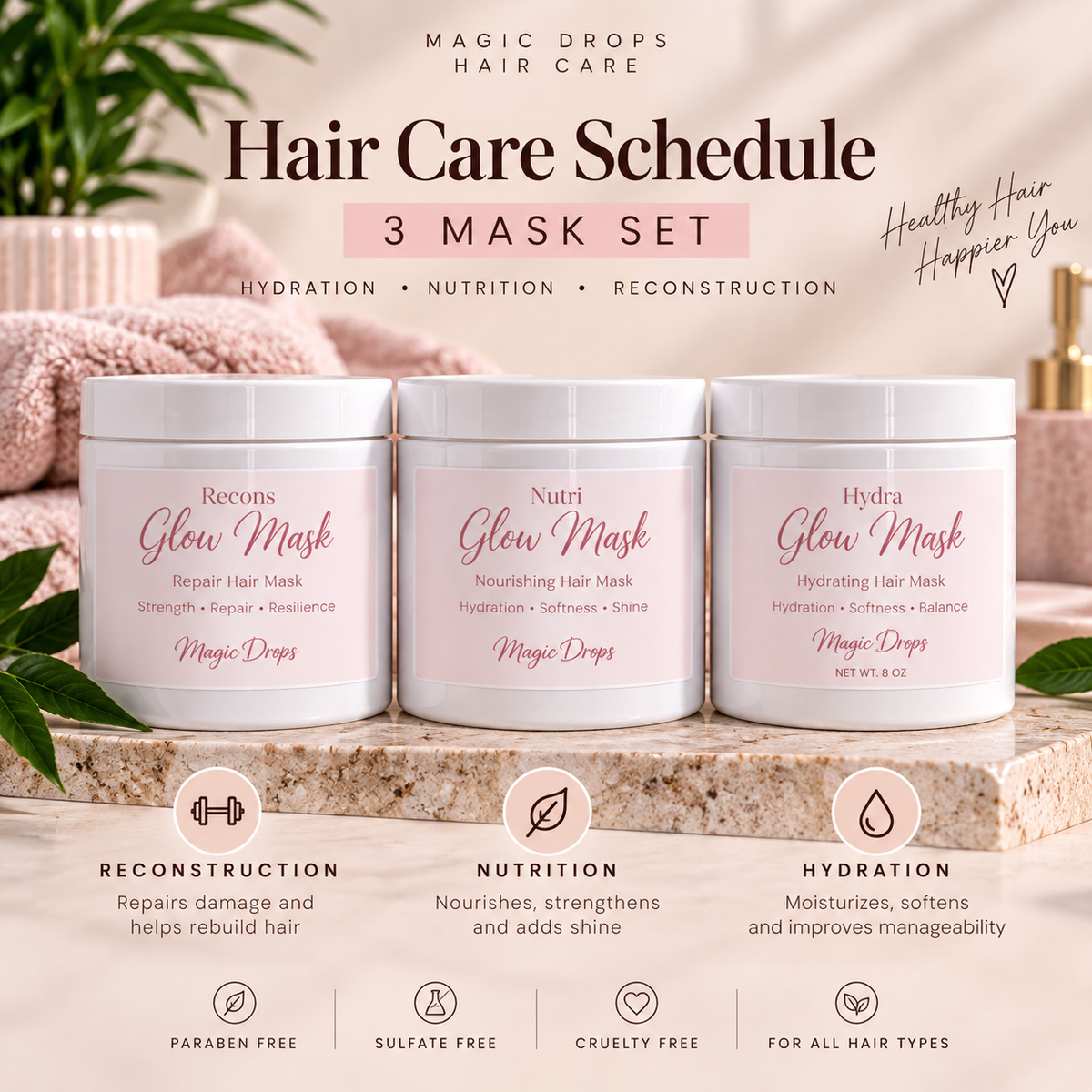 Hair Care Schedule – 3 Mask Set